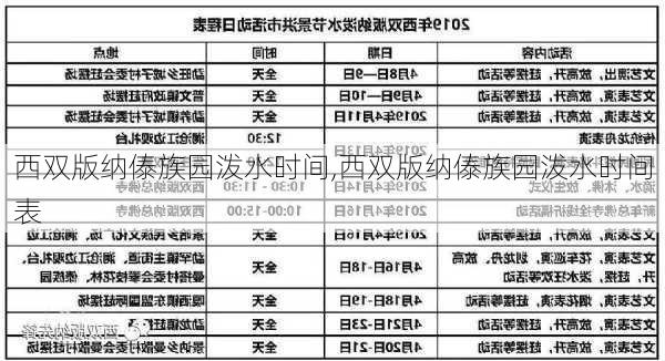 西双版纳傣族园泼水时间,西双版纳傣族园泼水时间表