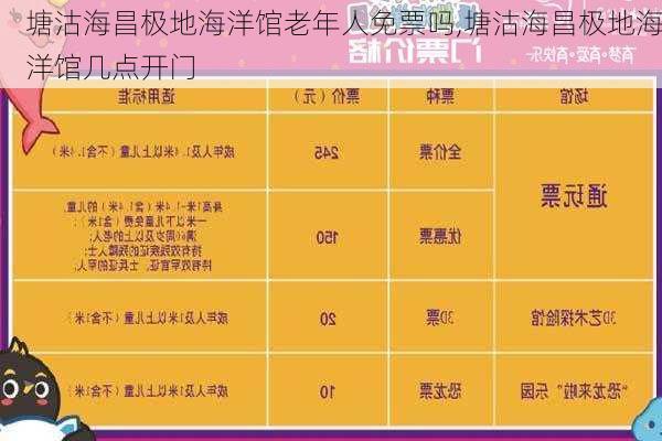 塘沽海昌极地海洋馆老年人免票吗,塘沽海昌极地海洋馆几点开门