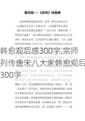 韩愈观后感300字,宗师列传唐宋八大家韩愈观后感300字