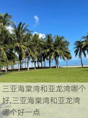 三亚海棠湾和亚龙湾哪个好,三亚海棠湾和亚龙湾哪个好一点